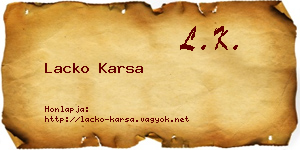 Lacko Karsa névjegykártya